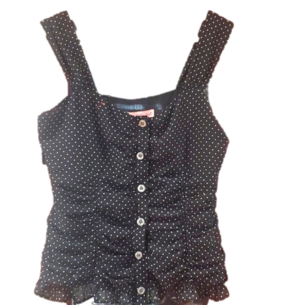 BANDOLINO tank top black with white polka dots size 4